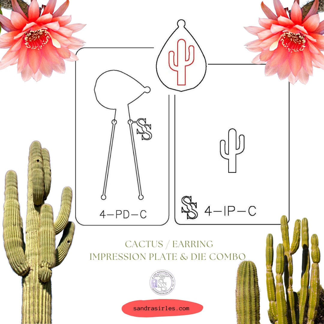 IMPRESSION PLATE & PANCAKE DIE COMBO 4- CACTUS/EARRING